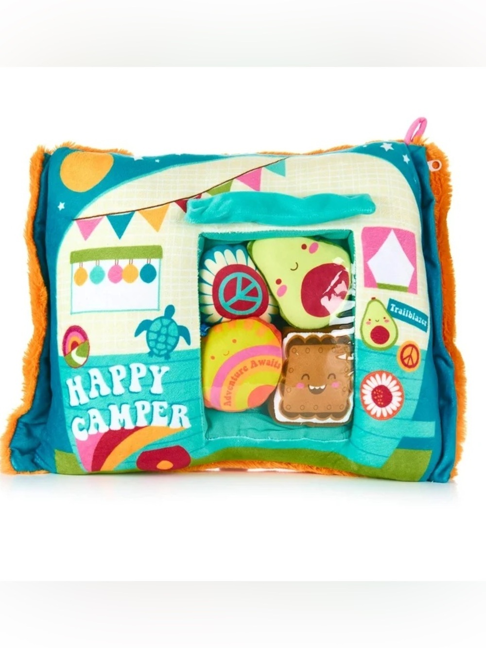 Happy Camper "Cuddle Pals" Activity Plush Pillow - Teal & Orange